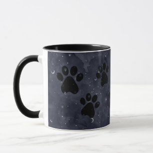 Paws Star und Crescent Moons Blue Watercolor Tasse