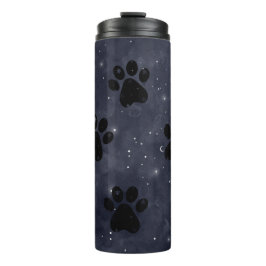 Paws Star und Crescent Moons Blue Watercolor Thermosbecher