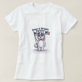 Paws & Stripes Forever - Funny Patriotic Cat T-Shirt
