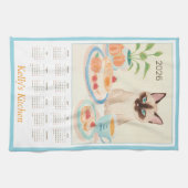 Paws & Tea Time Kitchen Tea Towel 2026 Calendar Geschirrtuch (Horizontal)