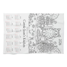 Paws & Tea Time Kitchen Tea Towels 2026 Calendar