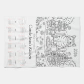Paws & Tea Time Küchenhandtücher 2026 Kalender Geschirrtuch (Horizontal)