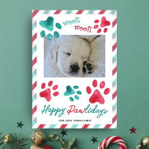 Paws und Plaid Frohe Pawlidays Hunde-Foto Feiertagskarte