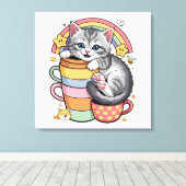 Paws und Regenbogen Leinwanddruck (Insitu (Holzboden))