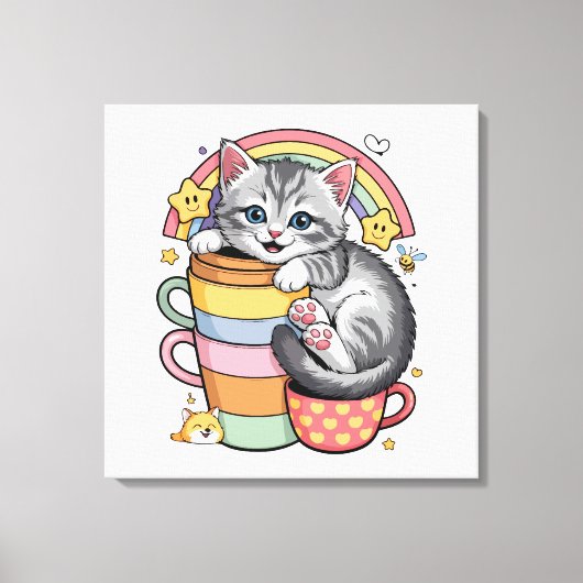 Paws und Regenbogen Leinwanddruck (Vorderseite)