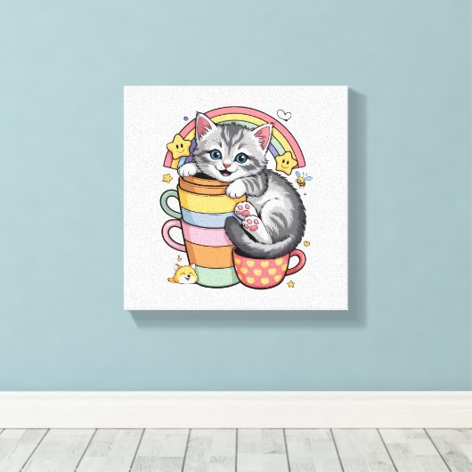 Paws und Regenbogen Leinwanddruck (Insitu (Holzboden))