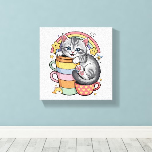 Paws und Regenbogen Leinwanddruck (Insitu (Holzboden))