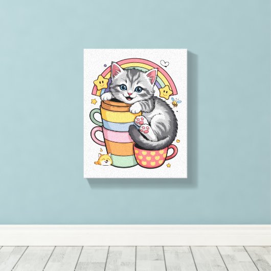 Paws und Regenbogen Leinwanddruck (Insitu (Holzboden))