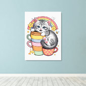 Paws und Regenbogen Leinwanddruck (Insitu (Holzboden))