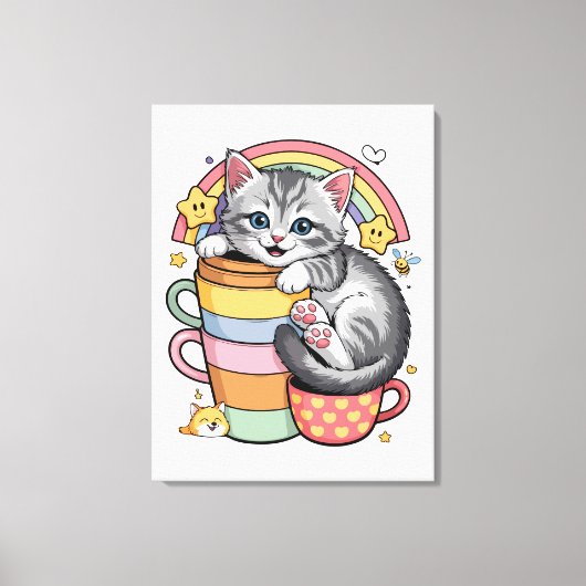 Paws und Regenbogen Leinwanddruck (Vorderseite)