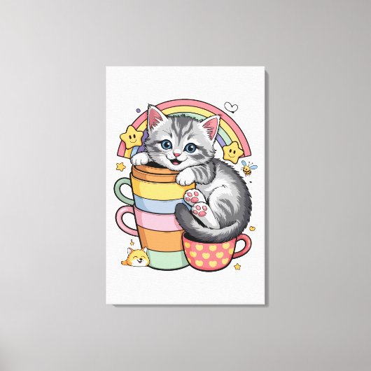 Paws und Regenbogen Leinwanddruck (Vorderseite)