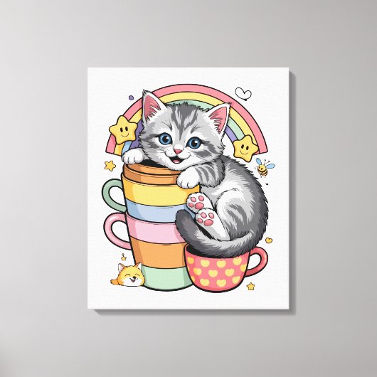 Paws und Regenbogen Leinwanddruck (Vorderseite)