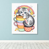 Paws und Regenbogen Leinwanddruck (Insitu (Holzboden))