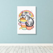 Paws und Regenbogen Leinwanddruck (Insitu (Holzboden))