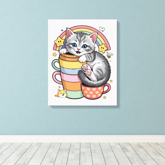 Paws und Regenbogen Leinwanddruck (Insitu (Holzboden))