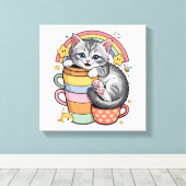 Paws und Regenbogen Leinwanddruck (Insitu (Holzboden))