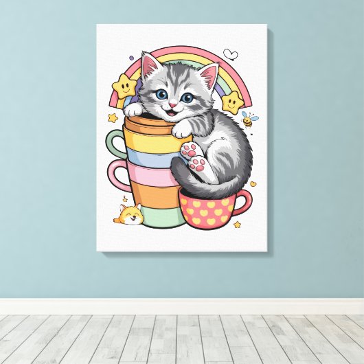 Paws und Regenbogen Leinwanddruck (Insitu (Holzboden))