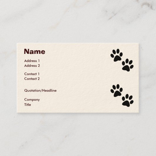 Paws Visitenkarte (Vorderseite)