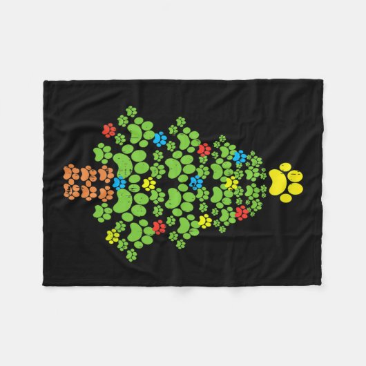 Paws Weihnachtsbaum Hund oder Katze mit Santa Ligh Fleecedecke (Vorderseite (Horizontal))