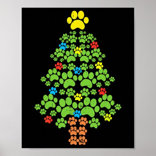 Paws Weihnachtsbaum Hund oder Katze mit Santa Ligh Poster (Vorne)