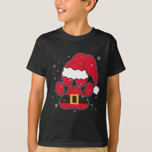 Paws Weihnachtsmann Hut Hund Katze Pfote Weihnacht T-Shirt