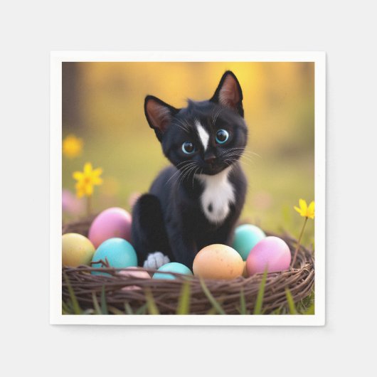 Paws & Whiskers Pastel: Felinis Osterkorb Serviette (Vorderseite)