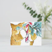 Paws Yank! Orange Tiger & Candy Cane Postkarte (Stehend Vorderseite)