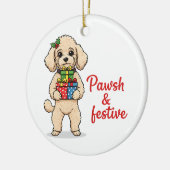Pawsh and Festive Dog, Fancy Christmas Dog Keramik Ornament (Links)