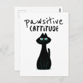 Pawsistisch Niedliche Katze Spaß Schwarz-weiß Postkarte (Vorne/Hinten)