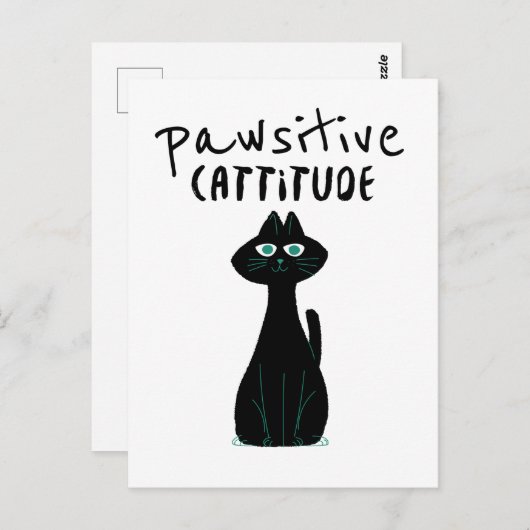 Pawsistisch Niedliche Katze Spaß Schwarz-weiß Postkarte (Vorne/Hinten)