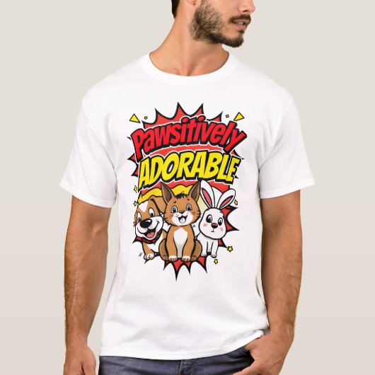 "Pawsitiv ansprechend: Haustiere im Comic, T-Shirt (Vorderseite)