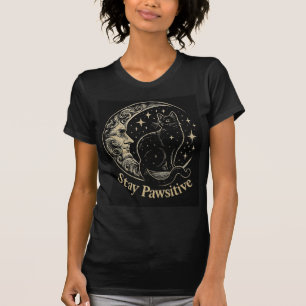 Pawsitiv bleibe - Moon Cat Design T-Shirt