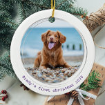 Pawsitiv Covid Quarantine Lila Dog Pet Foto Keramik Ornament<br><div class="desc">Pawsiful Best Year Ever ! Nach den Hunden! Dekorieren Sie Ihren Baum oder schicken Sie ein besonderes Geschenk mit diesem super niedlichen personalisierten Haustier Foto Weihnachtsschmuck. Diese lustige pandemische Quarantäne Hundeschlittenschmuck wird bei allen Hundefreunden zum Favoriten. Fügen Sie das Foto Ihres Hundes hinzu und personalisieren Sie es mit Namen und...</div>