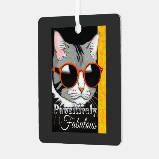 Pawsitiv Fabulous Cat Ornament Aus Metall (Vorderseite links)