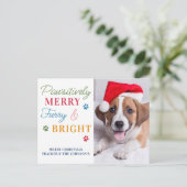 Pawsitiv Merry Furry & Bright Custom Pet Foto Postkarte (Stehend Vorderseite)
