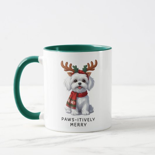 Pawsitiv Merry Maltese Hund Weihnachtskaffee Tasse (Links)