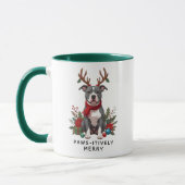 Pawsitiv Merry Pittbull Dog Weihnachtskaffee Tasse (Links)