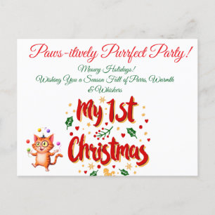 Pawsitiv Purfect 1. Weihnachts Niedliche Katze & B Feiertagspostkarte