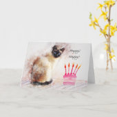 Pawsitiv Purfect Birthday, Siamkatze, Kuchen Karte (Gelbe Blume)