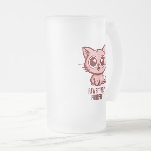 Pawsitiv Purfect, schöne Manga Kitten Mattglas Bierglas (VorderseiteRechts)
