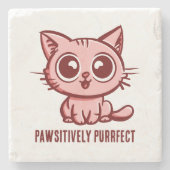 Pawsitiv Purfect, schöne Manga Kitten Steinuntersetzer (Vorderseite)