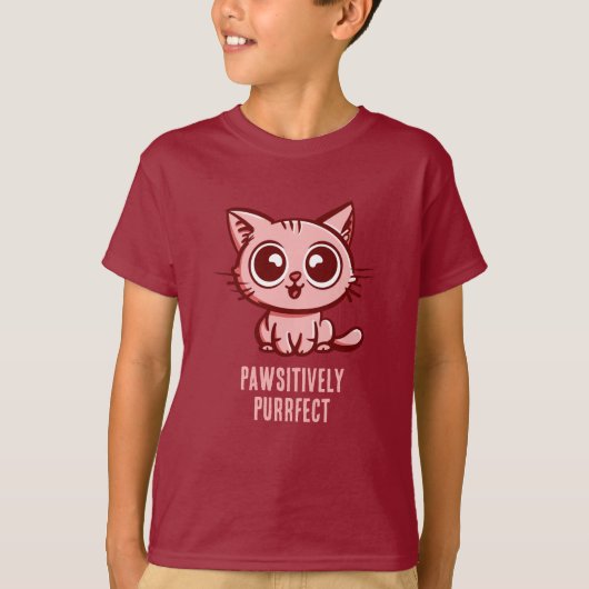 Pawsitiv Purfect, schöne Manga Kitten T-Shirt (Vorderseite)