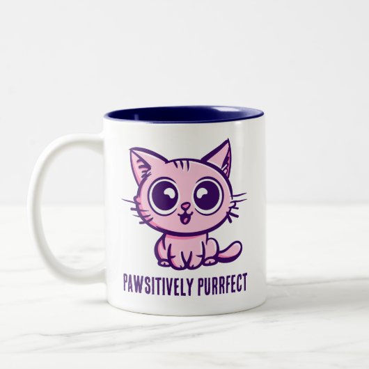 Pawsitiv Purfect, schöne Manga Kitten Zweifarbige Tasse (Links)