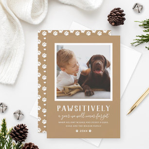 Pawsitiv unvergesslich Jahr Tan Hund Foto Holid Feiertagskarte