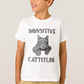 Pawsitive Cattitude Katze T-Shirt (Vorderseite)