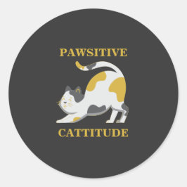 Pawsitive Cattitude Runder Aufkleber