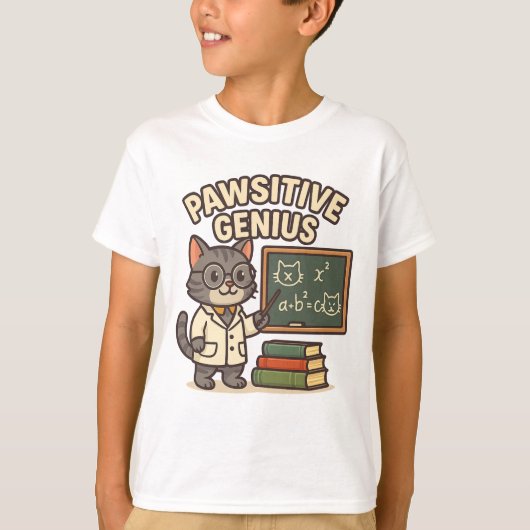Pawsitive Genie - Professor Cat T-Shirt (Vorderseite)