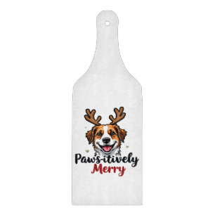 Pawsitive Merry Funny Christmas Dog Reindeer Schneidebrett