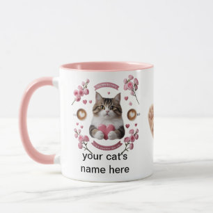 Pawsitive Morgen - Katze und Rose Combo-Tasse Tasse