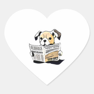 Pawsitive News Dog Reading Newspaper T - Shirt Herz-Aufkleber